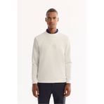 Avva Erkek Ekru Bisiklet Yaka Pamuklu Bi-Stretch Baskılı Regular Fit Sweatshirt A52Y1264