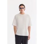 AVVA Erkek Ekru Bisiklet Yaka Rayon Oversize Fit T-Shirt B001050 - M