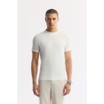 Avva Erkek Ekru Bisiklet Yaka Rayon Triko Regular Fit T-Shirt A51Y5005 - XL