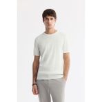 Avva Erkek Ekru Bisiklet Yaka Triko Regular Fit T-Shirt A51Y5023 - 2XL
