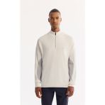 Avva Erkek Ekru Dik Yaka Fermuarlı Rayon Tüylenmeyen Triko Regular Fit Kazak A52Y5020 - 2XL