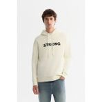 AVVA Erkek Ekru Kapüşonlu 3 İplik Şardonlu Baskılı Regular Fit Sweatshirt A42Y1222 - M
