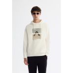 Avva Erkek Ekru Kapüşonlu Pamuklu Baskılı Elastan Regular Fit Sweatshirt A42Y1321 - 2XL
