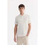 AVVA Erkek Ekru Kıvrılmaz Polo Yaka Fermuarlı Regular Fit T-Shirt A61Y1009 - XL