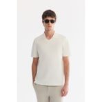 Avva Erkek Ekru Pamuklu Kıvrılmaz Polo Yaka Düğmesiz Bi-Stretch Regular Fit T-shirt A61Y1130