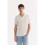 AVVA Erkek Ekru Polo Yaka Düğmesiz Kolay Ütülenen Regular Fit T-Shirt A61Y1125