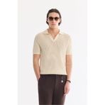 Avva Erkek Ekru Polo Yaka Düğmesiz Soft Touch Regular Fit Triko T-Shirt A61Y5021