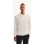 Avva Erkek Ekru Polo Yaka Fermuarlı Rayon Tüylenmeyen Dokulu Triko Regular Fit Kazak A52Y5019 - 2XL