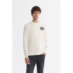 Avva Erkek Ekru Regular Fit Bisiklet Yaka Pamuklu Baskılı Elastan Sweatshirt A42Y1206