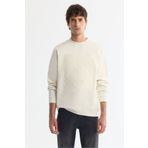 Avva Erkek Ekru Regular Fit Bisiklet Yaka Pamuklu Baskılı Elastan Sweatshirt A42Y1243
