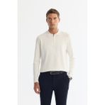 Avva Erkek Ekru Regular Fit Fermuarlı Polo Yaka Rayon Triko Kazak A42Y5009 - S