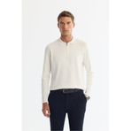 Avva Erkek Ekru Regular Fit Fermuarlı Polo Yaka Rayon Triko Kazak A42Y5009