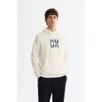 Avva Erkek Ekru Regular Fit Kapüşonlu Pamuklu Baskılı Elastan Sweatshirt A42Y1324