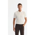 Avva Erkek Ekru Regular Fit Polo Yaka Fermuarlı Rayon Triko T-Shirt A42Y5128 - 3XL
