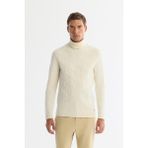 Avva Erkek Ekru Regular Fit Tam Balıkçı Yaka Desenli Soft Touch Triko Kazak A42Y5117 - 2XL