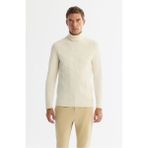 Avva Erkek Ekru Regular Fit Tam Balıkçı Yaka Desenli Soft Touch Triko Kazak A42Y5117 - 3XL