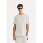 AVVA Erkek Ekru Yeşil Bisiklet Yaka Baskılı Bi-Stretch İnterlok Regular Fit T-shirt A61Y1161 - 2XL