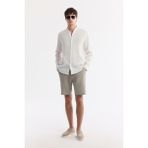 Avva Erkek Gri Beli Lastikli %100 Keten Relaxed Fit Şort B003732 - 34