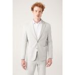 AVVA Erkek Gri Bi-Stretch Astarsız Çift Yırtmaçlı Comfort Slim Fit Ceket A31Y4004 - 48