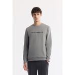 Avva Erkek Gri Bisiklet Yaka Baskılı Bi-Stretch İnterlok Regular Fit Sweatshirt A51Y1208 - 2XL