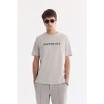 AVVA Erkek Gri Bisiklet Yaka Baskılı Bi-Stretch İnterlok Regular Fit T-shirt A61Y1061 - 2XL