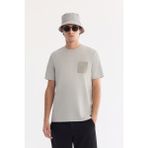 AVVA Erkek Gri Bisiklet Yaka Baskılı Bi-Stretch İnterlok Regular Fit T-shirt A61Y1067 - XS