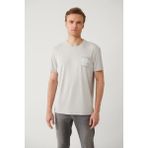Avva Erkek Gri Bisiklet Yaka Baskılı Soft Touch Regular Fit T-Shirt A41Y1136 - M