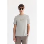 AVVA Erkek Gri Bisiklet Yaka Baskılı Viskon Karışımlı Bi-Stretch Regular Fit T-shirt A61Y1160 - XL