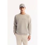 Avva Erkek Gri Bisiklet Yaka Pamuklu Bi-Stretch Baskılı Regular Fit Sweatshirt A52Y1249