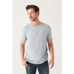 Avva Erkek Gri Bisiklet Yaka Soft Touch Basic Regular Fit T-Shirt B001171 - XS