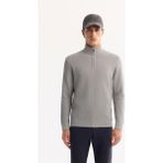 Avva Erkek Gri Dik Yaka Fermuarlı Dokulu Triko Regular Fit Kazak A52Y5150 - 2XL