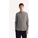 Avva Erkek Gri Düğmeli Yaka Pamuklu Soft Touch Dokulu Regular Fit Gömlek A52Y2055 - 2XL
