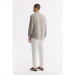Avva Erkek Gri Hakim Yaka %100 Keten Comfort Fit Gömlek B002035 - 2XL