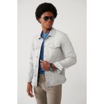 Avva Erkek Gri Klasik Yaka Garment Dyed Cepli Comfort Fit Denim Ceket A41Y6020 - 2XL