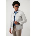 Avva Erkek Gri Klasik Yaka Garment Dyed Cepli Comfort Fit Denim Ceket A41Y6020