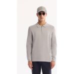 Avva Erkek Gri Polo Yaka Fermuarlı Rayon Tüylenmeyen Basic Triko Regular Fit Kazak B005150 - 2XL