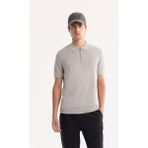 Avva Erkek Gri Polo Yaka Fermuarlı Rayon Tüylenmeyen Triko Regular Fit T-Shirt A52Y5006 - XS