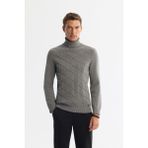 Avva Erkek Gri Regular Fit Tam Balıkçı Yaka Desenli Soft Touch Triko Kazak A42Y5117 - XL