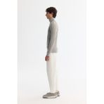 Avva Erkek Gri Regular Fit Tam Balıkçı Yaka Yün Karışımlı Jakarlı Triko Kazak A42Y5074 - 2XL