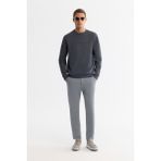 Avva Erkek Gri Slim Fit Yanı Lastikli Yumuşak Tuşeli Duble Paça Pantolon A42y3007
