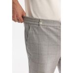 Avva Erkek Gri Yanları Lastikli Ekose Duble Paça Elastan Slim Fit Pantolon A42Y3022 - 32