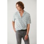 Avva Erkek Haki %100 Viskon Apaj Yaka Baskılı Viskon Kısa Kollu Regular Fit Gömlek A41Y2148 - 2XL