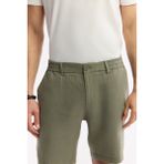 Avva Erkek Haki Beli Lastikli %100 Keten Relaxed Fit Şort B003732 - 38