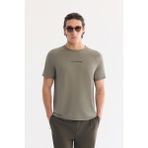 AVVA Erkek Haki Bisiklet Yaka Baskılı Soft Touch Nefes Alan Regular Fit T-Shirt A61Y1020 - M