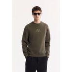 Avva Erkek Haki Bisiklet Yaka Pamuklu Şardonlu Baskılı Regular Fit Sweatshirt A52Y1327