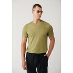 Avva Erkek Haki Bisiklet Yaka Triko Regular Fit T-Shirt A41Y5074 - 2XL