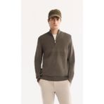 Avva Erkek Haki Dik Yaka Fermuarlı Rayon Tüylenmeyen Triko Regular Fit Kazak A52Y5021