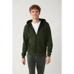 Avva Erkek Haki Kapüşonlu 3 İplik Şardonlu Fermuarlı Regular Fit Sweatshirt E001019