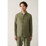 Avva Erkek Haki Klasik Yaka %100 Keten Comfort Fit Gömlek A41Y2087 - 2XL