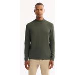 Avva Erkek Haki Yarım Balıkçı Yaka Rayon Tüylenmeyen Triko Kazak B005151 - 2XL